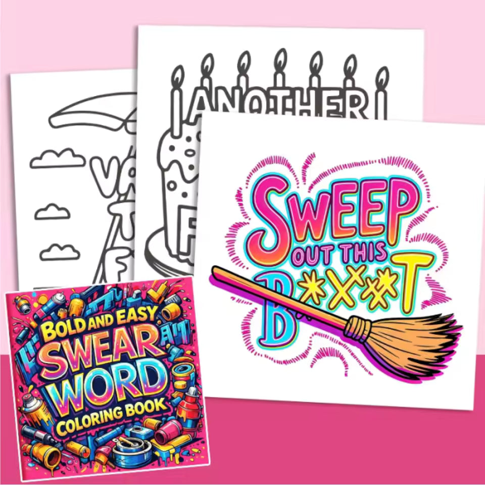 32 Pages Bold And Easy Swear Word Graffiti Coloring Book For Adults Stress Relief Anti-Anxiety Art Therapy Gift